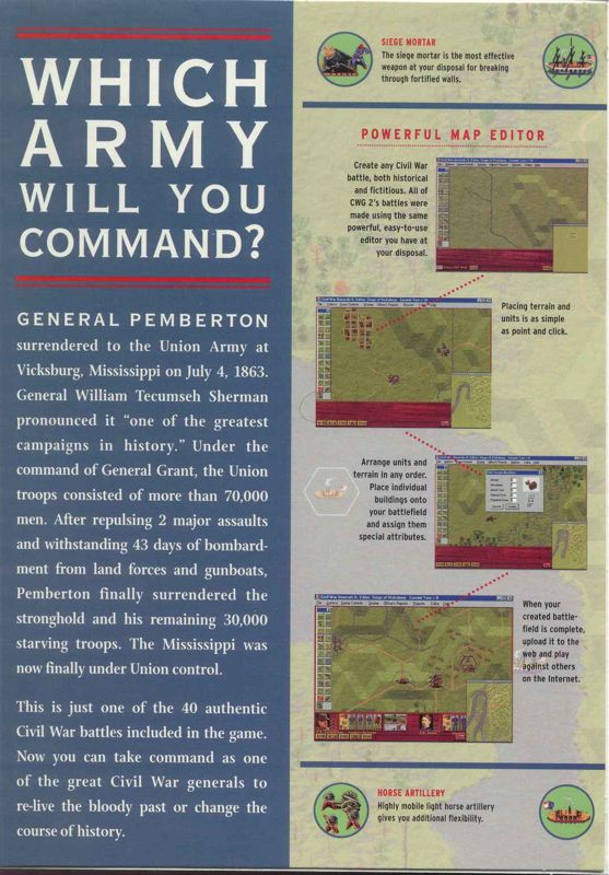 Inside Cover for Grant - Lee - Sherman: Civil War 2: Generals (Windows and Windows 3.x): Left Flap