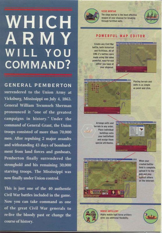 Inside Cover for Grant - Lee - Sherman: Civil War 2: Generals (Windows and Windows 16-bit): Left Flap