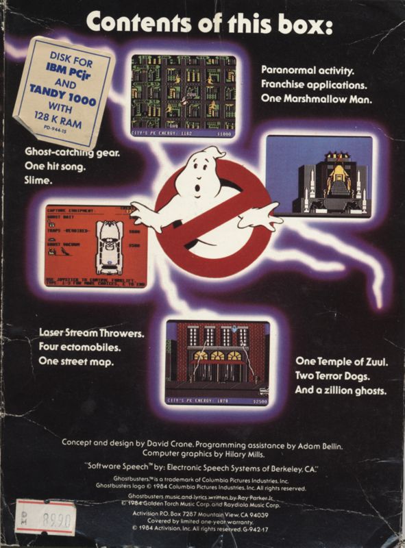 Back Cover for Ghostbusters (PC Booter)