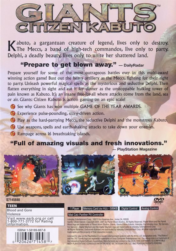 Back Cover for Giants: Citizen Kabuto (PlayStation 2)