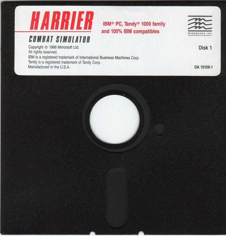 Media for Harrier Combat Simulator (DOS): 1 of 2