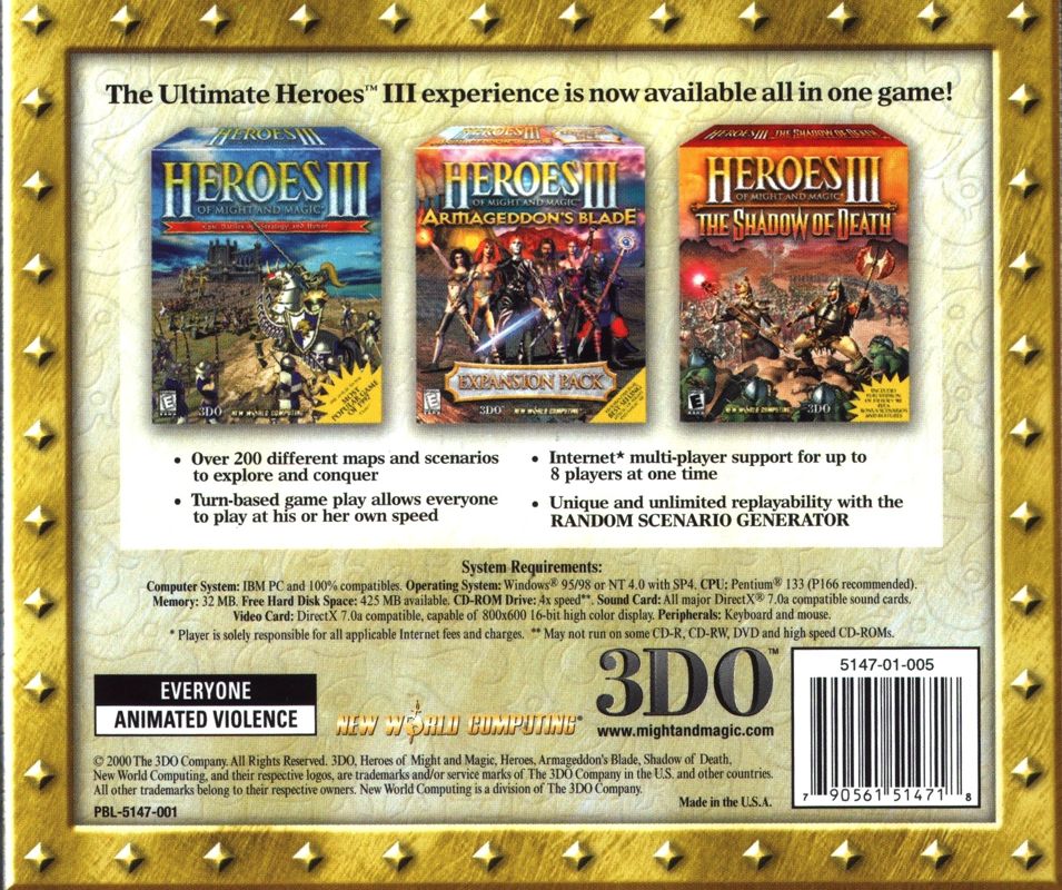 Other for Heroes of Might and Magic III: Complete - Collector's Edition (Windows): Jewel Case - Back