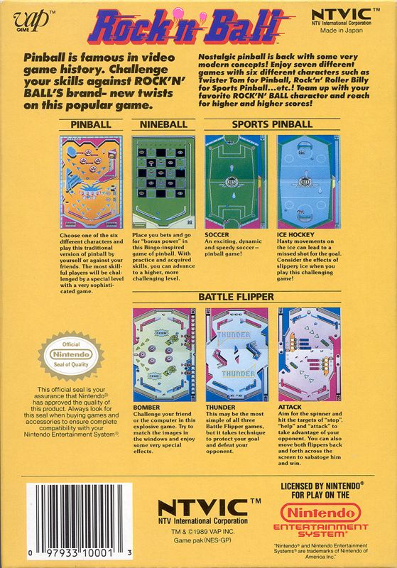 Back Cover for Rock 'n Ball (NES)