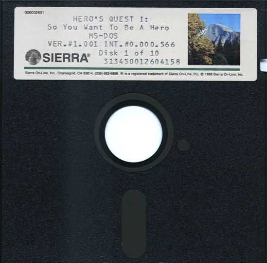 Media for Hero's Quest: So You Want to Be a Hero (DOS): 5.25" Disk 1/10