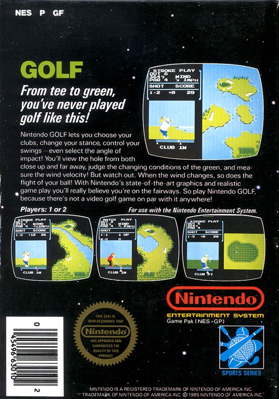 Back Cover for Golf (NES)