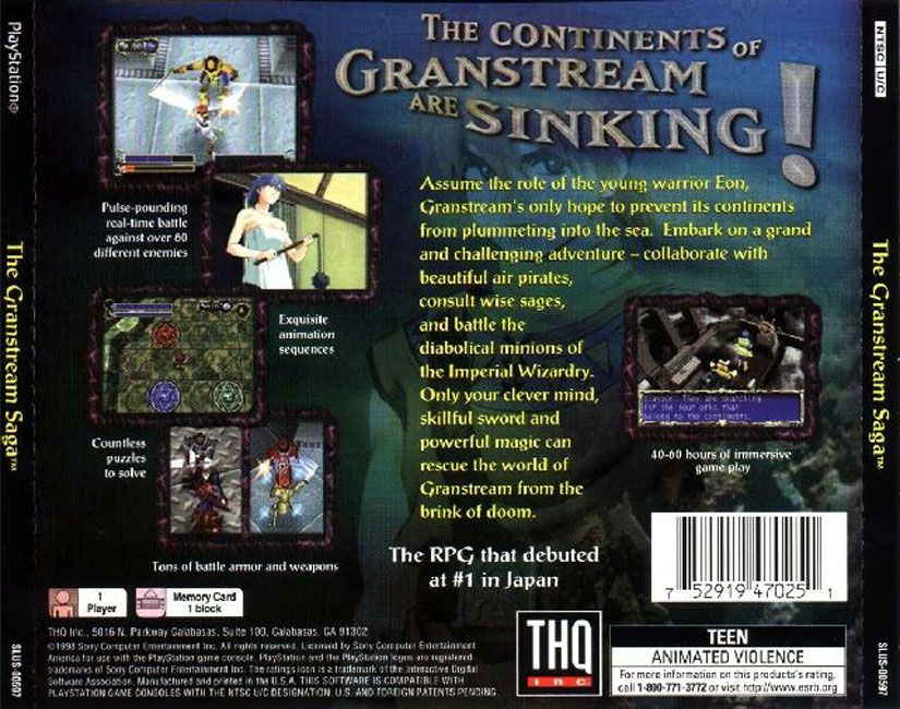 Back Cover for The Granstream Saga (PlayStation)