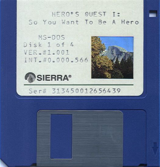 Media for Hero's Quest: So You Want to Be a Hero (DOS): 3.5" Disk 1/4