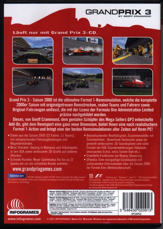 Back Cover for Grand Prix 3 Season 2000 (Windows)