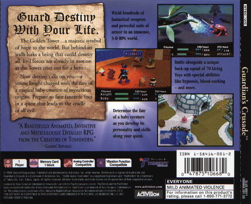 Back Cover for Guardian's Crusade (PlayStation)