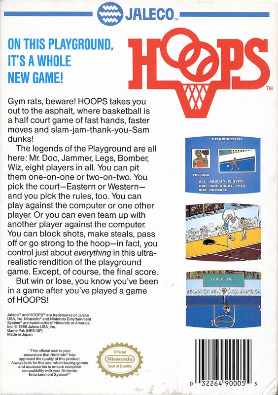 Back Cover for Hoops (NES)