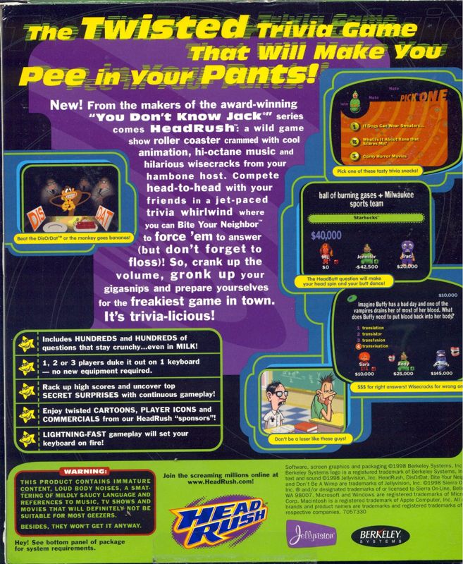 Back Cover for Head Rush (Windows)