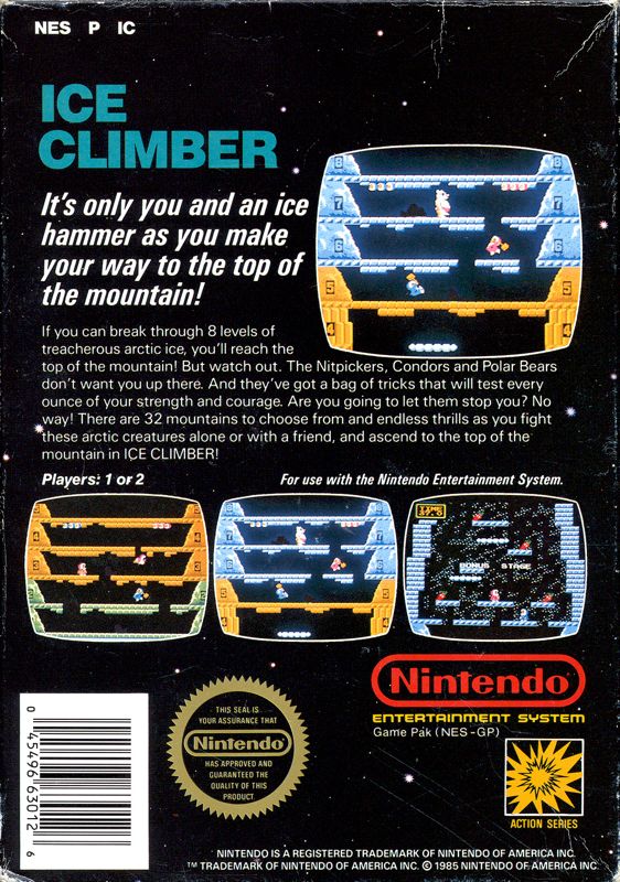 Back Cover for Ice Climber (NES)