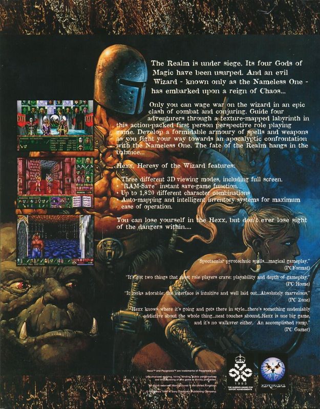 Back Cover for Hexx: Heresy of the Wizard (DOS)