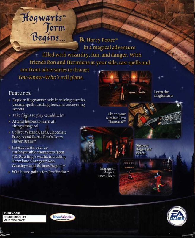 Back Cover for Harry Potter and the Sorcerer's Stone (Windows)