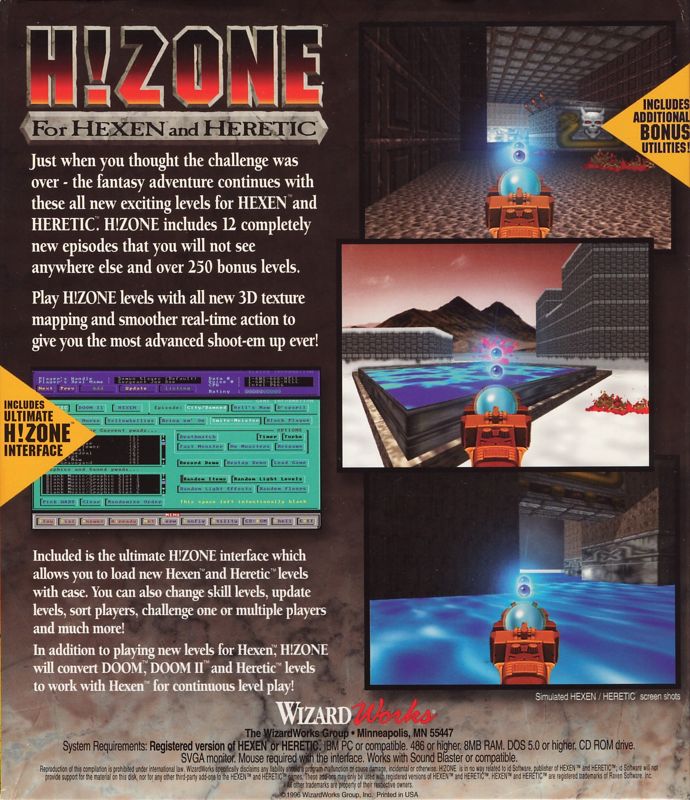 Back Cover for H!Zone (DOS)