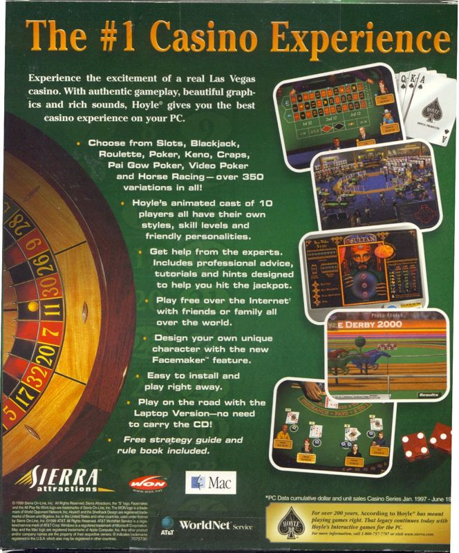 Back Cover for Hoyle Casino (Macintosh and Windows)