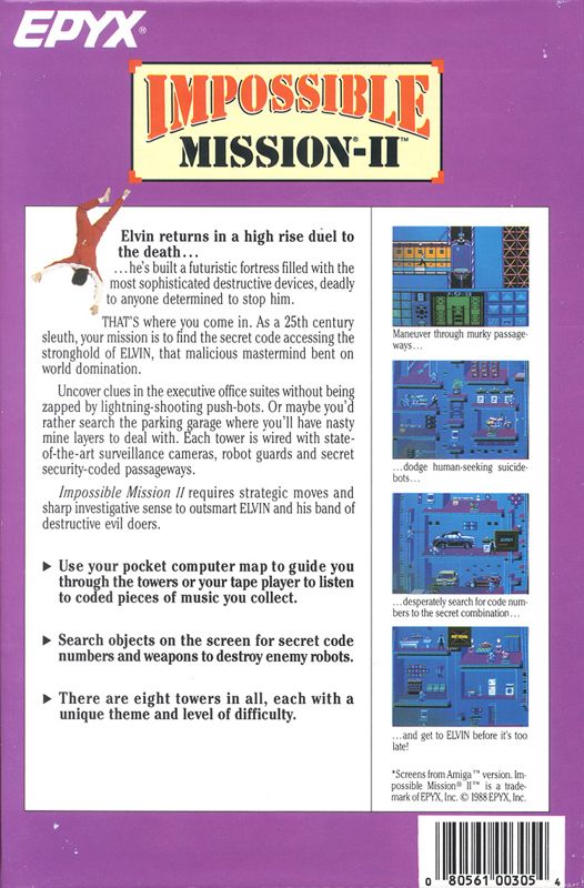 Back Cover for Impossible Mission II (DOS)