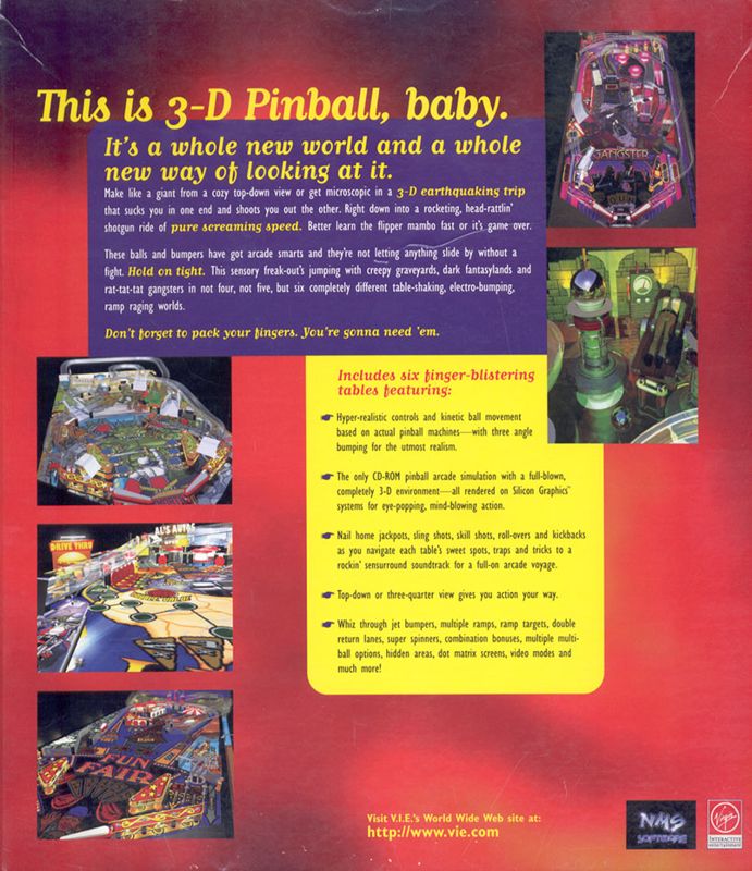Back Cover for hyper 3-D Pinball (DOS)