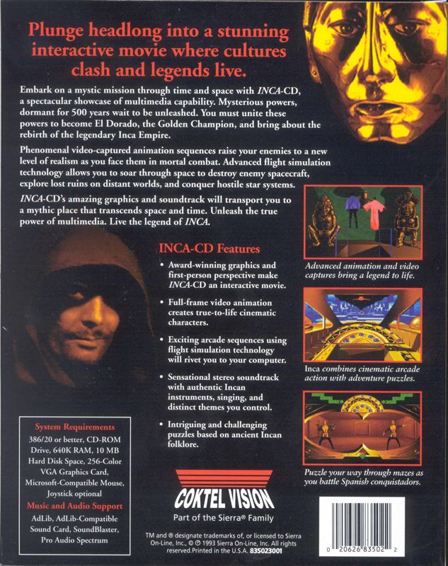 Back Cover for Inca (DOS) (CD-ROM release)