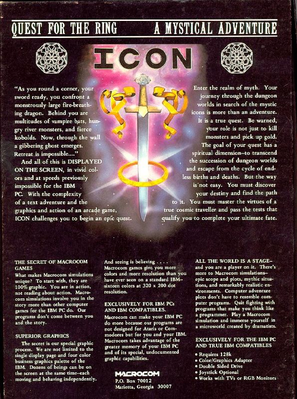 Back Cover for Icon: Quest for the Ring (DOS)