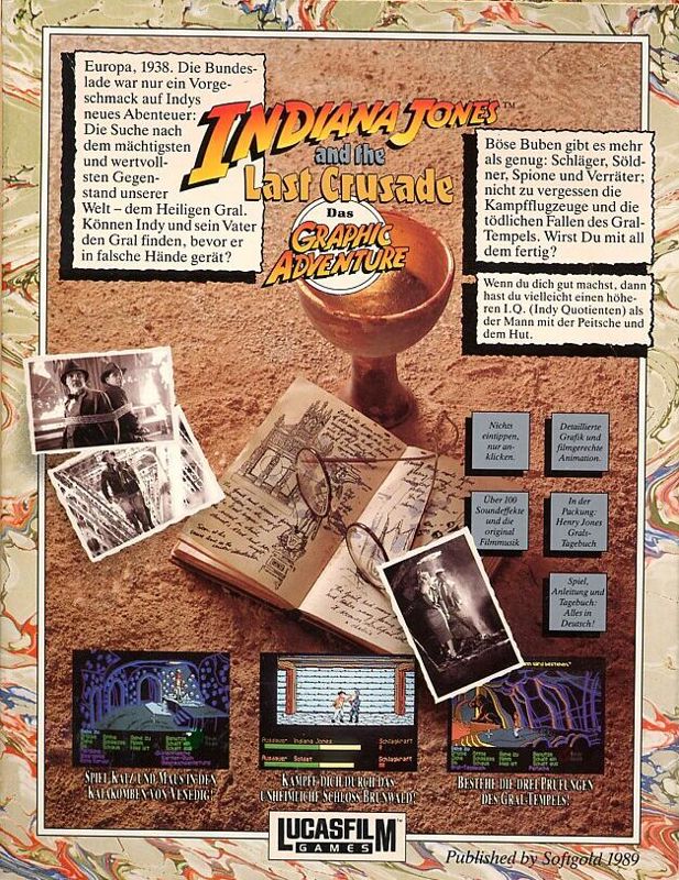 Back Cover for Indiana Jones and the Last Crusade: The Graphic Adventure (DOS)
