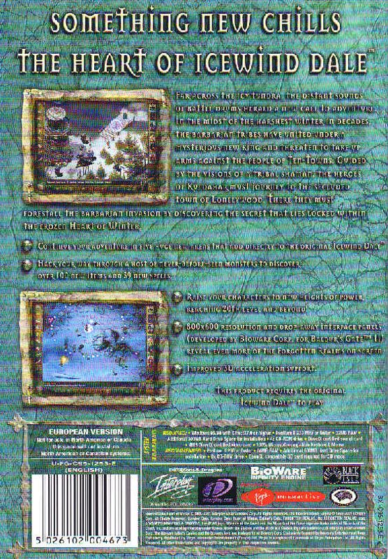 Back Cover for Icewind Dale: Heart of Winter (Windows)