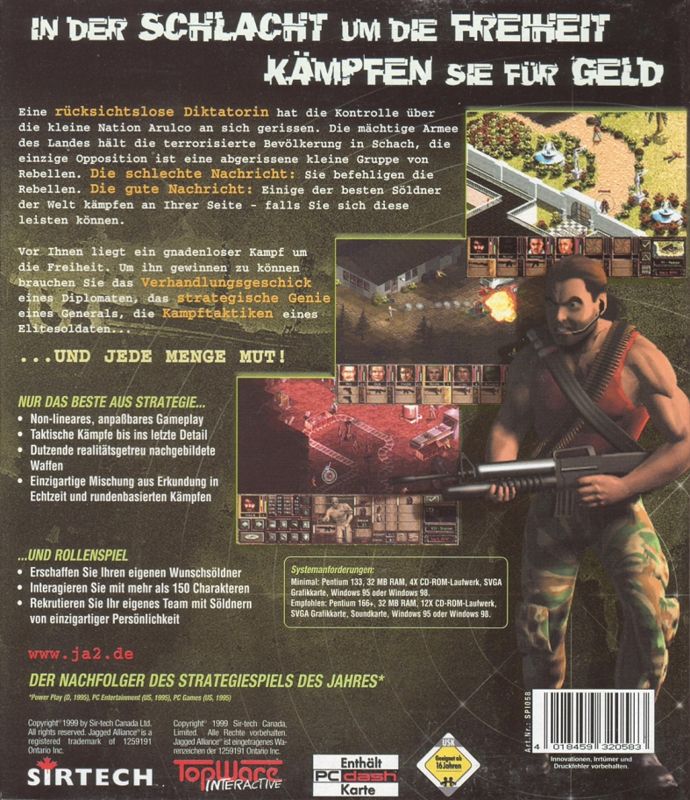 Back Cover for Jagged Alliance 2 (Windows) (Re-release)