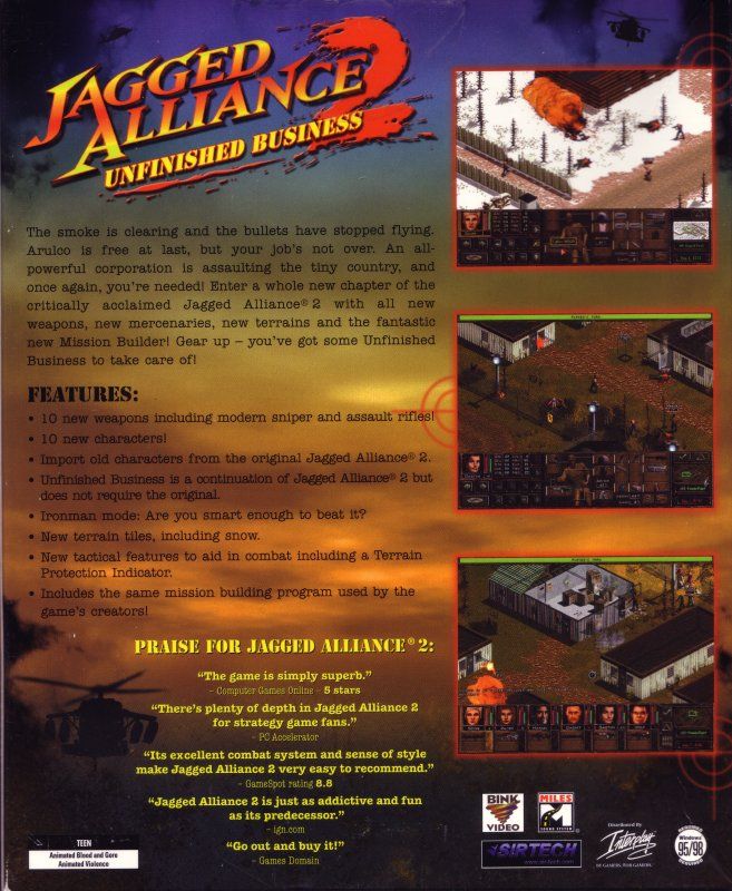 Back Cover for Jagged Alliance 2: Unfinished Business (Windows)