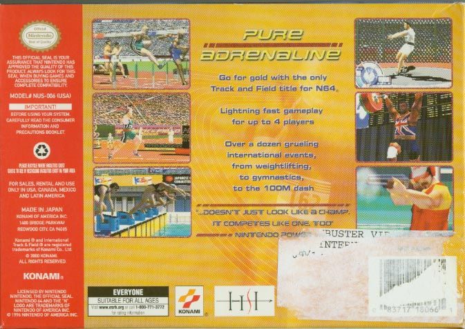 Back Cover for International Track & Field 2000 (Nintendo 64)