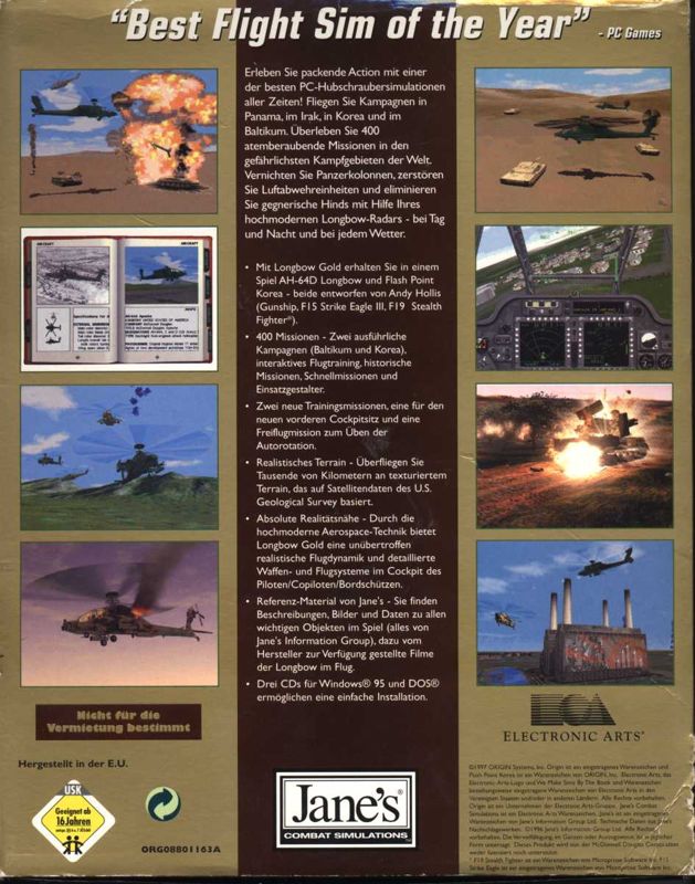 Back Cover for Jane's Combat Simulations: Longbow - Gold (DOS and Windows)