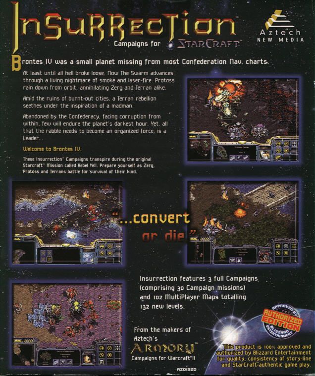 Back Cover for Insurrection: Campaigns for StarCraft (Windows)