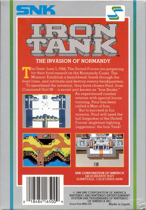 Back Cover for Iron Tank: The Invasion of Normandy (NES)