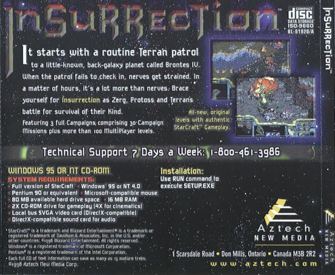 Other for Insurrection: Campaigns for StarCraft (Windows): Jewel Case - Back