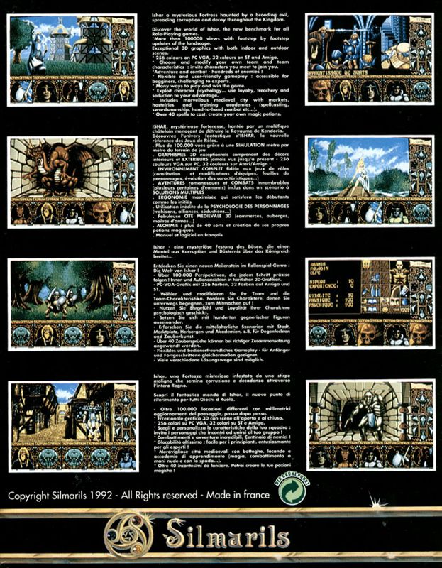 Back Cover for Ishar: Legend of the Fortress (DOS) (CD-ROM version)