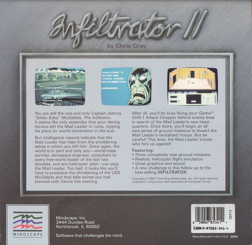 Back Cover for Infiltrator II (DOS)