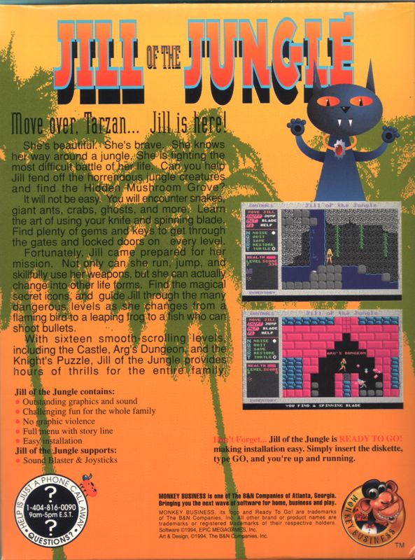 Back Cover for Jill of the Jungle (DOS)