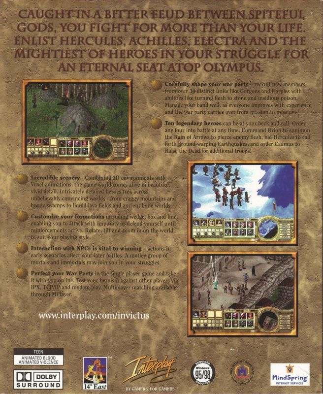 Back Cover for Invictus: In the Shadow of Olympus (Windows)