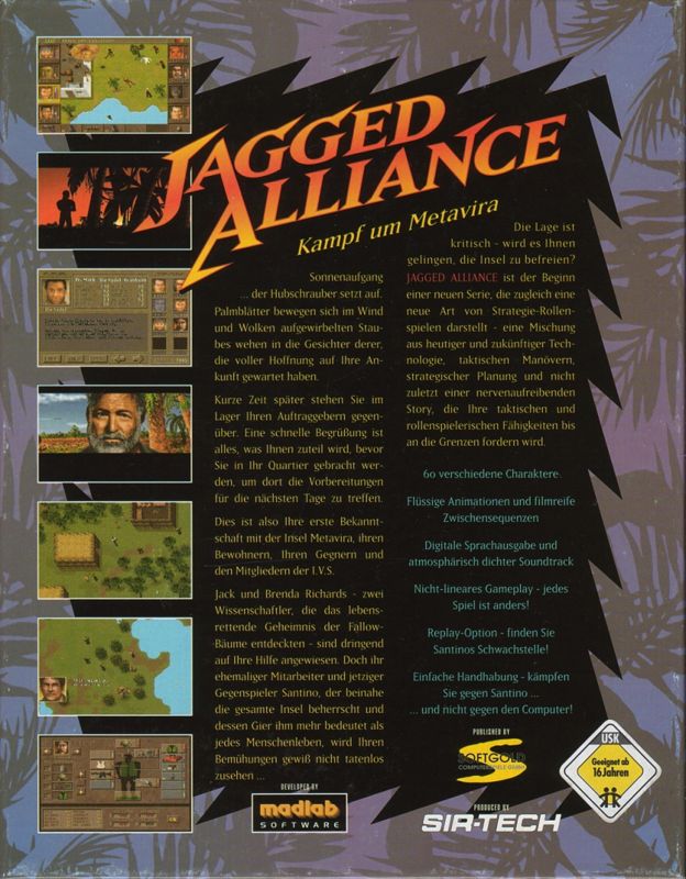 Back Cover for Jagged Alliance (DOS) (Second release (Win95 compatible))
