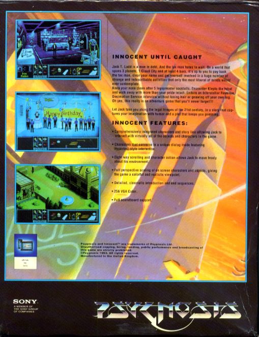 Back Cover for Innocent Until Caught (DOS)