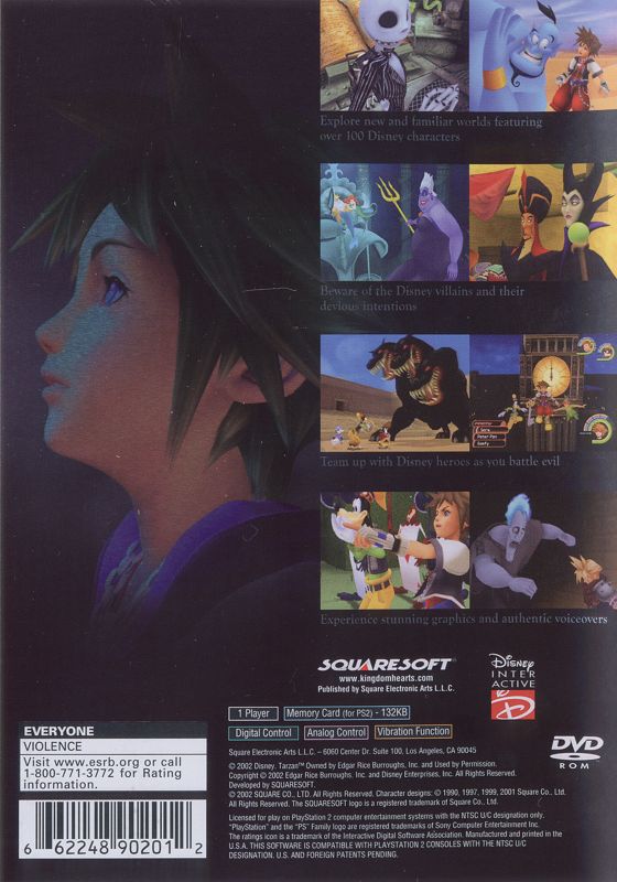 Back Cover for Kingdom Hearts (PlayStation 2)
