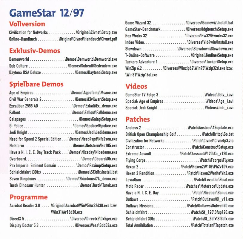 Inside Cover for Sid Meier's CivNet (Windows 3.x) (GameStar 12/1997 Covermount): Inside Cover - Front Cover