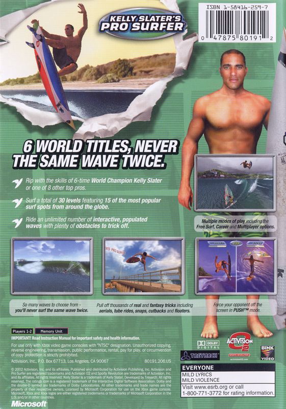 Kelly Slater's Pro Surfer cover or packaging material MobyGames