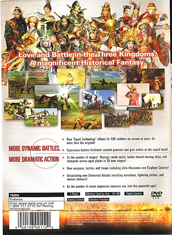 Back Cover for Kessen II (PlayStation 2)