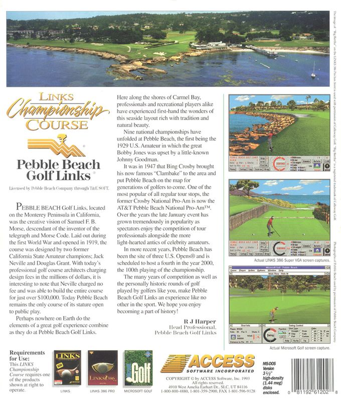 Back Cover for Links: Championship Course - Pebble Beach (DOS)