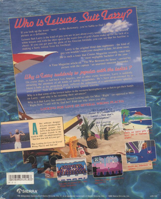 Back Cover for Leisure Suit Larry Goes Looking for Love (In Several Wrong Places) (DOS)