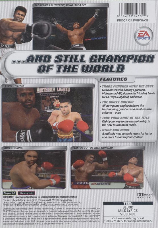 Back Cover for Knockout Kings 2002 (Xbox)