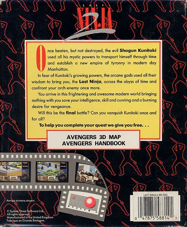 Back Cover for Last Ninja 2: Back with a Vengeance (DOS)