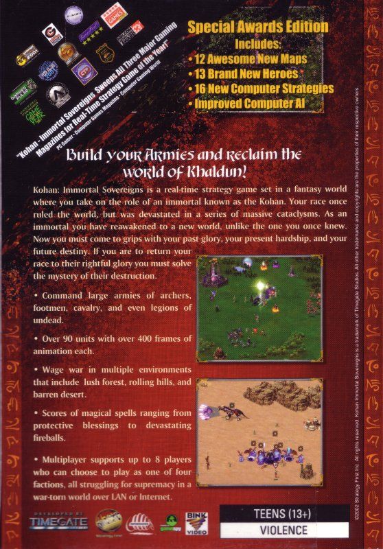 Back Cover for Kohan: Immortal Sovereigns - Special Awards Edition (Windows)