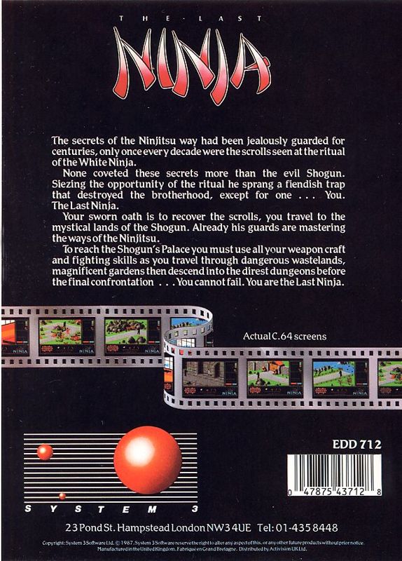 Back Cover for The Last Ninja (Commodore 64)
