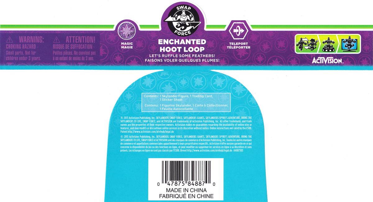 Other for Skylanders: Swap Force - Hoot Loop (Nintendo 3DS and PlayStation 3 and PlayStation 4 and Wii and Wii U and Xbox 360 and Xbox One) (Wal-Mart exclusive Enchanted Hoot Loop): Bubble Case - Product Label (Front and Bottom)